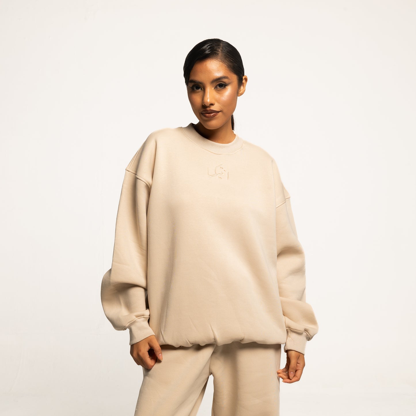 Beige "Scattered`' Crew Neck