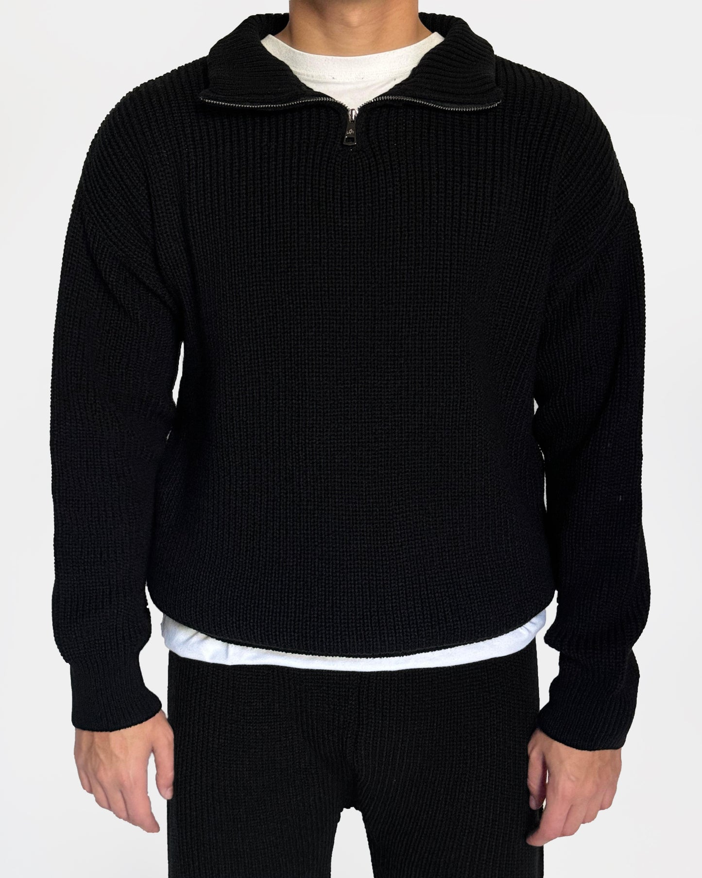 Black Knitted Quarter Zipper