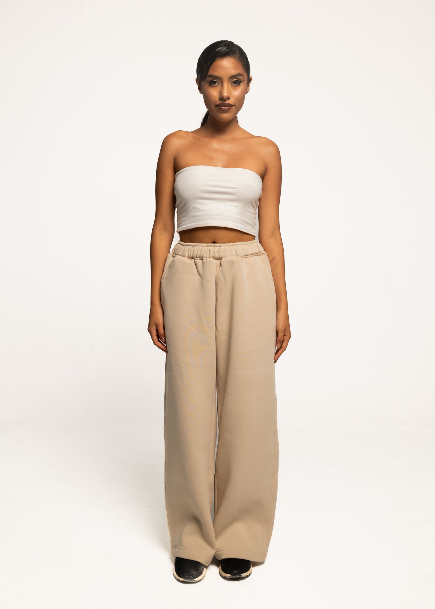 Beige Wide Leg Pants